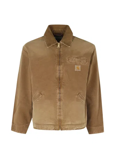 Carhartt Work In Progress Og Arcan Graphic Organic Cotton Canvas Jacket In Brown