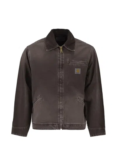 Carhartt Heavy-duty Dearborn Canvas Jacket With Adjustable Cuffs In Black
