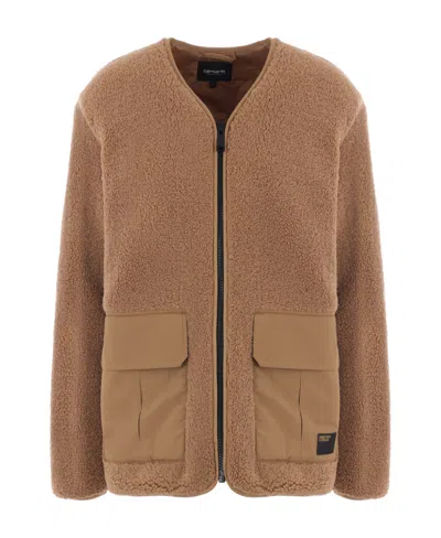 Carhartt Devin Liner Shearling Padded Jacket In Brown