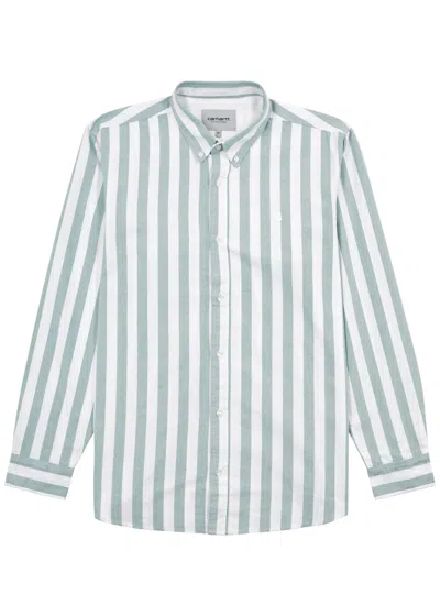 Carhartt Dillon Striped Cotton Oxford Shirt In Green