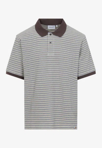 Carhartt Dion Stripe Polo T-shirt In Brown