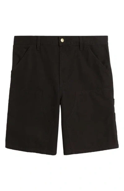 Carhartt Double Knee Canvas Shorts In Black Rinsed