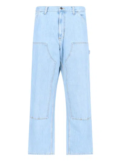 Carhartt Straight Trousers With Pockets And Loops In Blue
