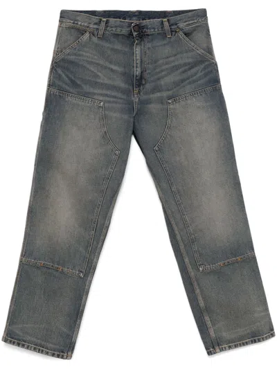 Carhartt Denim Trousers With Double Knee Design In Gray