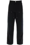Carhartt Double Knee Straight-leg Cotton-canvas Carpenter Trousers In Black Aged Canvas