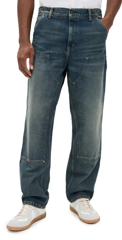 CARHARTT DOUBLE KNEE PANTS BLUE (WORN USED WASH)