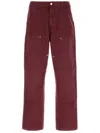 Carhartt Burgundy Double Knee Cargo Pants In Red