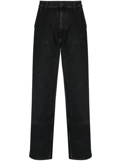 Carhartt Straight Leg Denim Trousers Pockets In Black