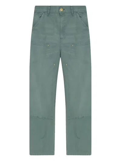 Carhartt Double Knee Straight-leg Organic Cotton-canvas Carpenter Trousers In Green