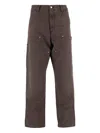Carhartt Double Knee Wide-leg Organic Cotton-canvas Carpenter Trousers In Brown