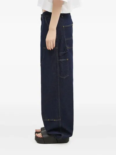 Carhartt Double-pockets Denim Wide-leg Jeans In Blue