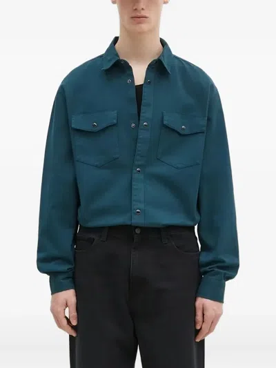 Carhartt Double-pockets Long-sleeved Shirt In Blue