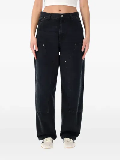 Carhartt Double-knee Canvas Trousers In Black