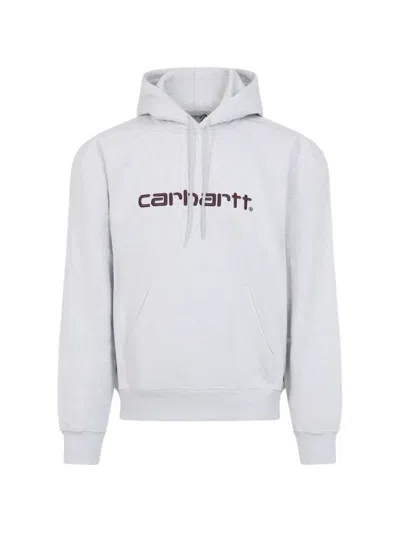 Carhartt Cotton Hoodie Relaxed Fit Hood Kangaroo Pocket In White