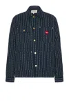 Carhartt Veste Imprimé En Coton In Rinsed Heart C Pinstripe  Ink  & Natural