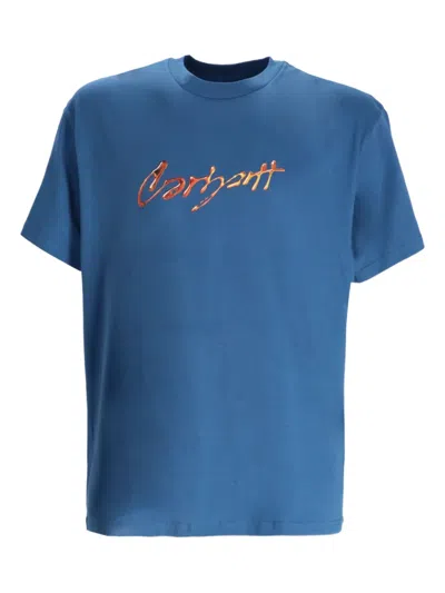 Carhartt Drip Script T-shirt In Blue