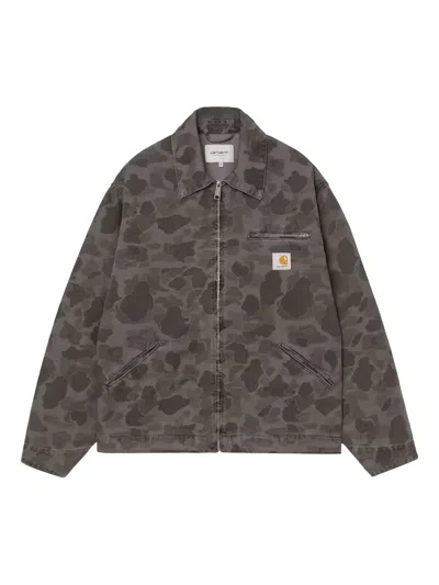 Carhartt Duck Detroit Camouflage-print Jacket In Brown