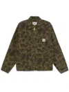 Carhartt Work In Progress Duck Detroit Camo Organic Cotton Canvas Zip Jacket In Green