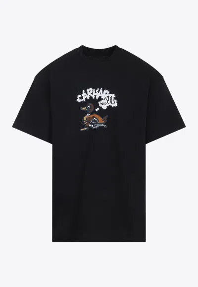 Carhartt Duck-print Relaxed T-shirt In Black