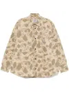 Carhartt Work In Progress Camo Duck Cotton Canvas Button-up Shirt In Braun
