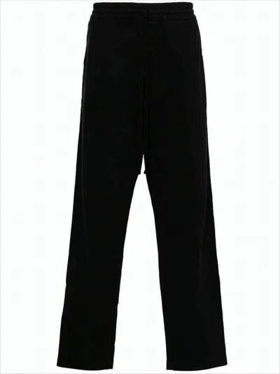 Carhartt Elastic Waist Black Straight-leg Casual Pants With Logo Patch In Multi