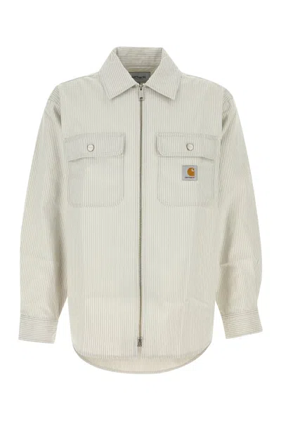 Carhartt Mercer Cotton Shirt Striped Pattern Pockets In Neutral