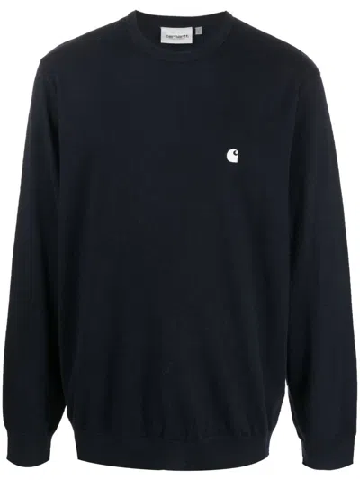 Carhartt Embroidered-logo Crew-neck Jumper In Blue