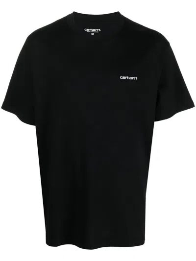 Carhartt Script Logo-embroidered T-shirt In Black