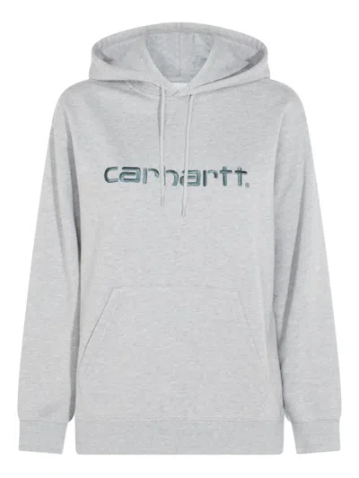 Carhartt Embroidered-logo Hoodie In Gray