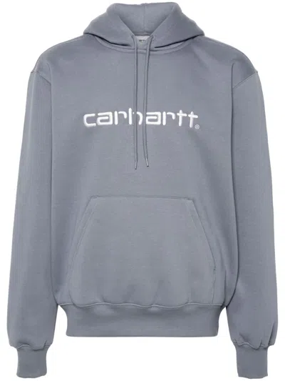 Carhartt Embroidered-logo Hoodie In Grey