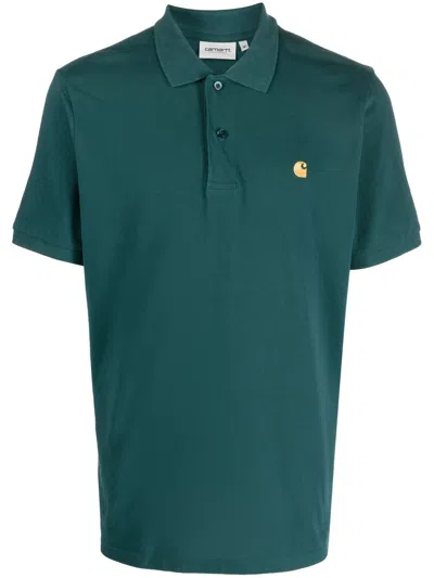 Carhartt Embroidered-logo Polo Shirt In Grün