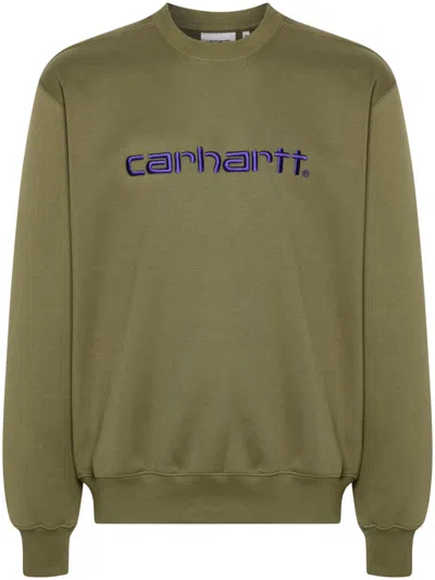 Carhartt Embroidered-logo Sweatshirt In Green
