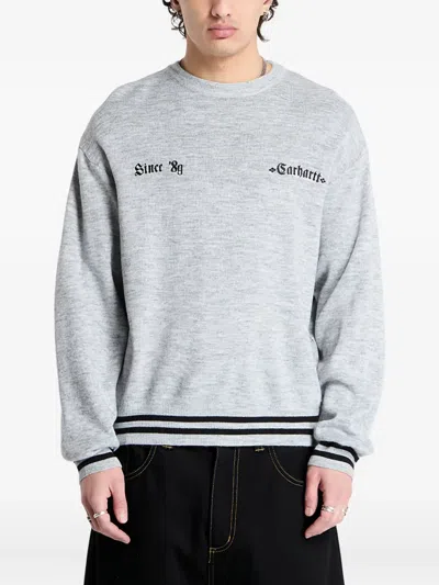 Carhartt Embroidered Ribbed-cuff Sweater In Gray