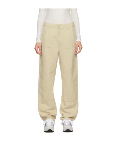 Carhartt Off-white Ethel Double Knee Trousers In Natural Rinsed