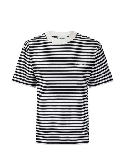 Carhartt Ezra Striped Embroidered T-shirt In Black