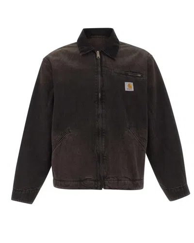 Carhartt Faded Black Organic Cotton Detroit Jacket In Brown