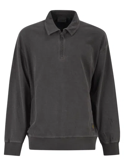 Carhartt Wip Faded Cotton Half-zip Sweatshirt In Gray