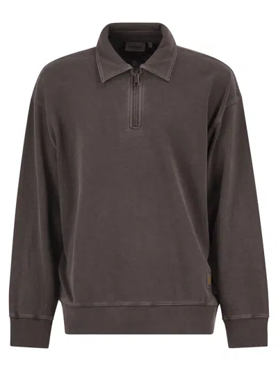 Carhartt Wip Faded Cotton Half-zip Sweatshirt In Brown