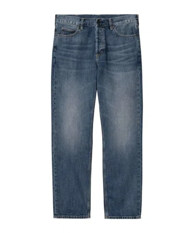 Carhartt Faded Zipper Denim Pants In Blue