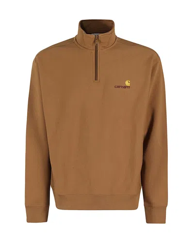Carhartt Felpa Half Zip American Script Hamilton Brown