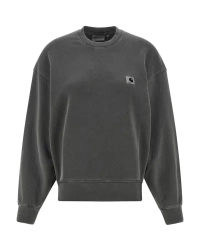Carhartt Crew Neck Sweatshirt With Ribbed Cuffs And Hem In Gray
