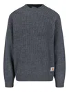 Carhartt Raglan Sleeve Crewneck Sweater With Ribbed Texture In Gray