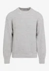 Carhartt Crew Neck Knit Sweater With Ribbed Cuffs In Gray