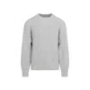 Carhartt Crew Neck Knit Sweater With Ribbed Cuffs In Gray