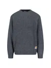 Carhartt Raglan Sleeve Crewneck Sweater With Ribbed Texture In Gray
