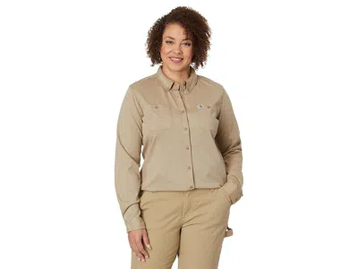 Carhartt Flame-resistant Force Cotton Hybrid Shirt In Brown