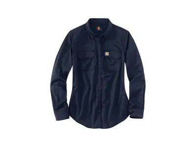 Carhartt Flame-resistant Rugged Flex Twill Shirt Women's Clothing Dark Navy: Lg In Blue