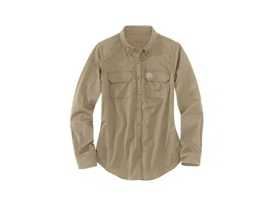 Carhartt Flame-resistant Rugged Flex Twill Shirt Women's Clothing Khaki: Xs In Brown