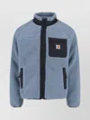 Carhartt Fleece Jacket With High Collar And Pockets In Blue