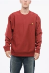 Carhartt Fleeced Cotton American Script Crew-neck Sweatshirt With Emb